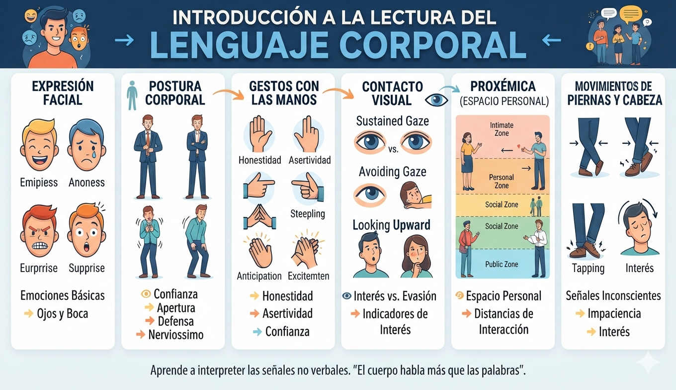INTRODUCCIÓN A LA LECTURA DEL LENGUAJE CORPORAL Y MICROEXPRESIONES (Curso virtual grabado)