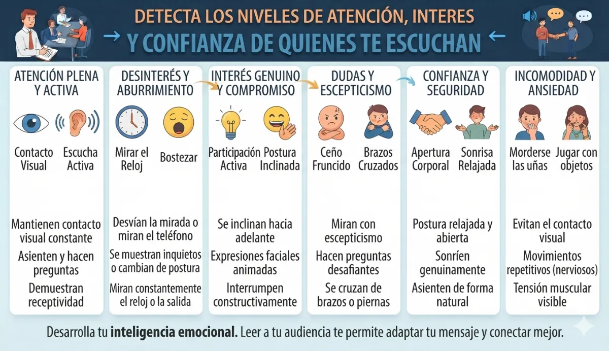Detecta la atención, el interés y la confianza de quien te escucha